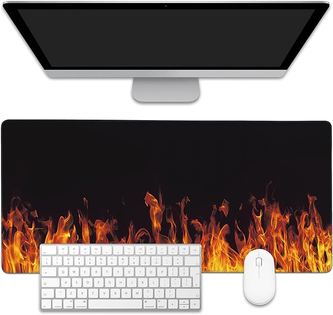 EOBKLAX Fire Flames Large Gaming Mouse Pad, Waterproof Desk Mat by EOBKLAX
