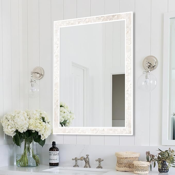Tanmicoshomy White Shell Framed Rectangular Mirrors - Image 7