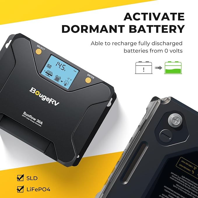 BougeRV MPPT Solar Charge Controller 30A, w/ Low-Temp Cut-Off, APP Control - Image 4