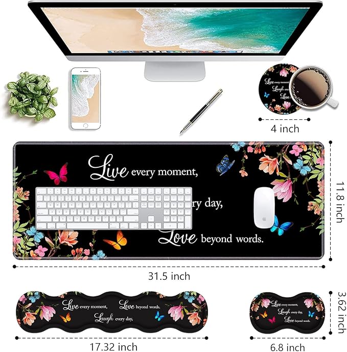 Ergonomic Keyboard Wrist Rest & Mouse Pad Wrist Rest Set, Large XXL Gaming Desk - Image 2
