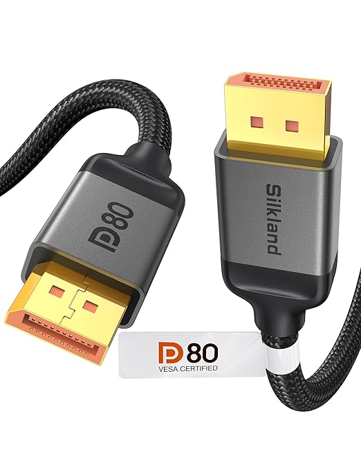 Silkland 80Gbps DisplayPort Cable 2.1 6.6FT/2M, DP 2.1 Cable 16K, DP80 HDR DSC by Silkland