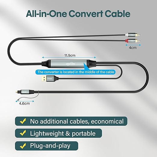 Adoreen Unidirectional SPDIF Toslink Optical Input to 2 RCA Output Adapter - Image 4