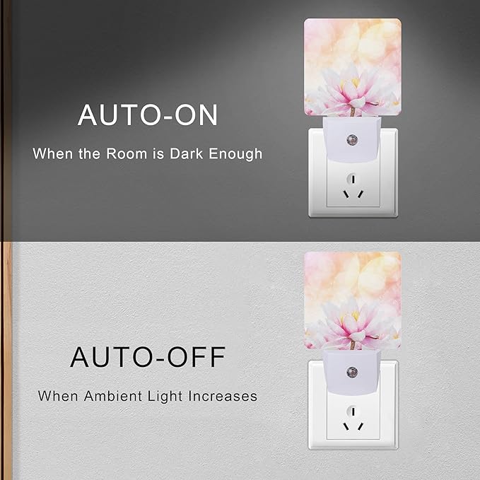 Smoaffly Pink Water Lily Lotus Night Light Plug-in LED Nightlights Auto Sensor - Image 5