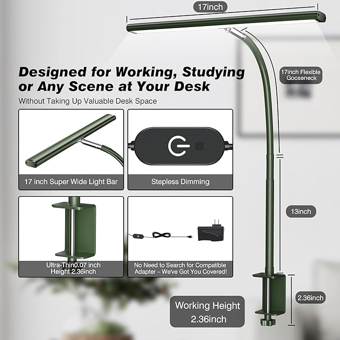 Airlonv LED Desk Lamp for Office Home, Eye-Caring Desk Light - Image 3