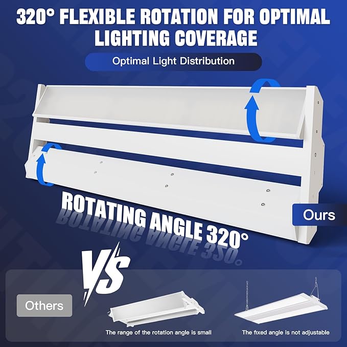 JTT 200/150/100W LED Linear Shop Lights, 2FT 30000LM 360° Adjustable Led High - Image 3