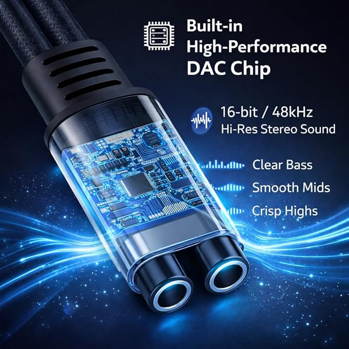 Mizi USB C to Dual 3.5mm Headphone Splitter, 2-Port Audio Adapter - Image 5
