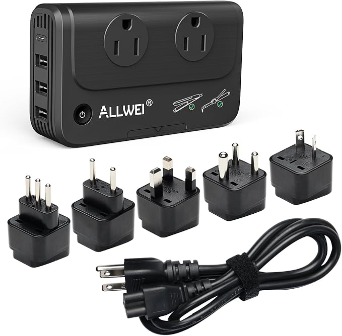 ALLWEI Travel Voltage Converter 220V to 110V Power International Travel Adapter by ALLWEI