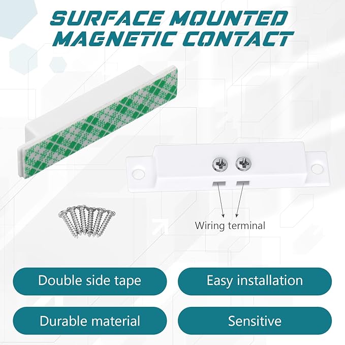 Tellegloww 10 Sets NC Wired Surface Mounted Alarm Magnetic Door Contact Sensor - Image 7