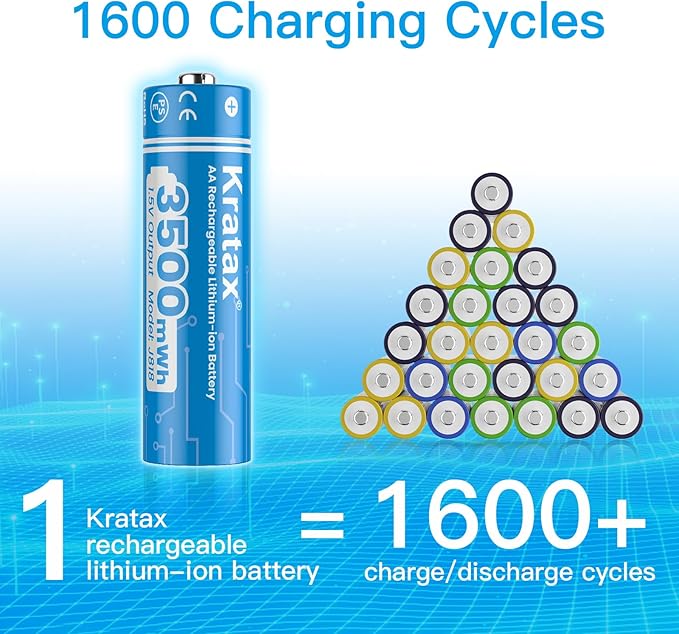 Kratax New AA Rechargeable Lithium Batteries 8 Count 1.5V Lithium ion - Image 4