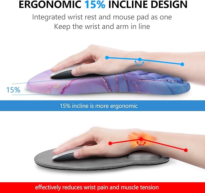 Mouse Pad Wrist Support, Laokiiy 2 in1 Keyboard Wrist Rest+ Ergonomic Mouse Pad - Image 2