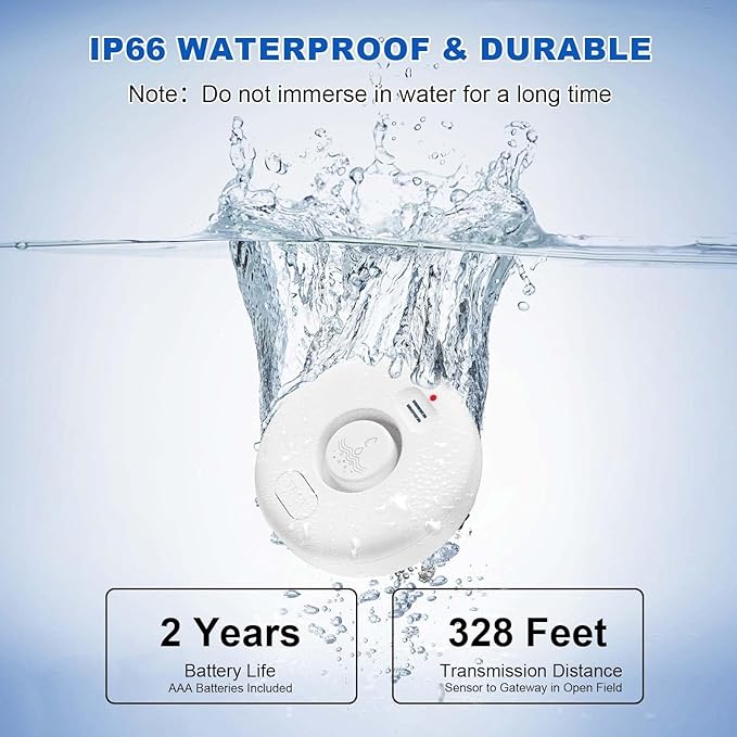 WiFi Water Leak Detectors 5 Pack, 120dB Adjustable Loud Water Leak Sensor - Image 6