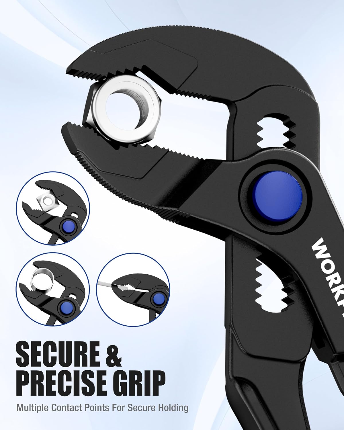 WORKPRO 3-Piece Mini Pliers Set with Pouch, Pocket Pliers, EDC Tool Gift | 4-Inch Slip Joint Pliers, 4-Inch Water Pump Pliers, 4.5-Inch Long Nose Slip Joint Pliers, Alloy Steel, Anti-Rust Coating