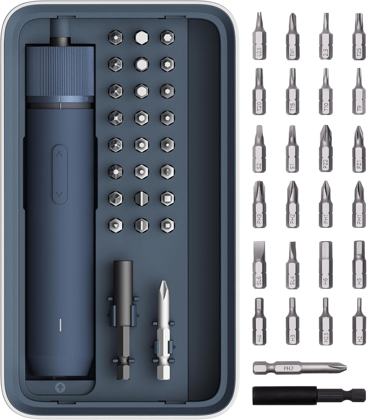 HOTO Electric Screwdriver Kit, Upgraded 1/4'' Hex 25 Bits, Magnetic Lid