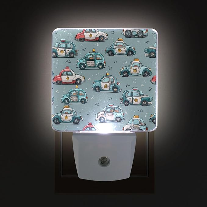 Pigsaly Led Night Light Funny White Police Cars Night Light Plug in Wall Lamp - Image 4