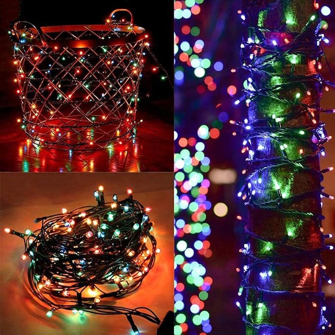 HOME LIGHTING 66ft Christmas Decorative Mini Lights, 200 LED Green Wire Fairy - Image 6