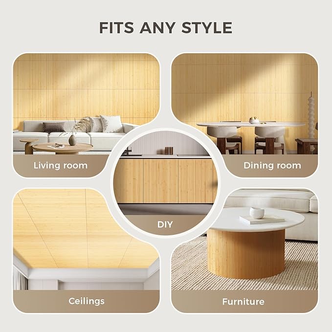 OUZUGIE 1 Pack 96x24 Inch Natural Bamboo Wall Panel – Carbonized Pole Wrap - Image 4