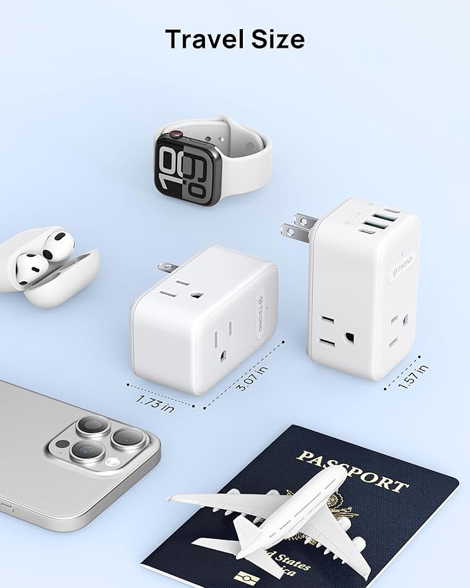 TROND 2 to 3 Prong Outlet Adapter 2 Pack, 3 AC Power Splitter - Image 6