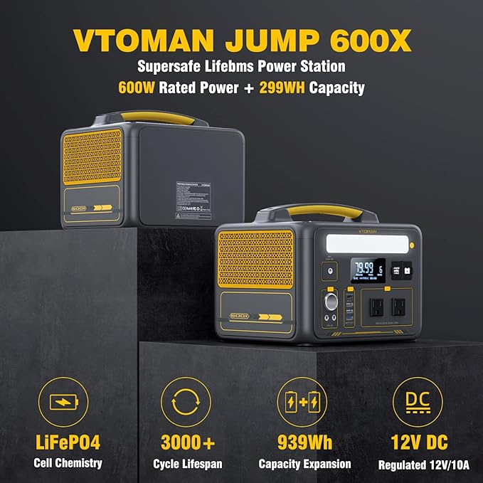 VTOMAN Jump 600X Portable Power Station 600W, 299Wh Solar Generator LiFePO4 - Image 2