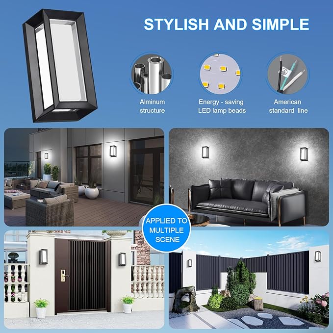 ledmo Exterior Wall Lights LED Beads 1800LM Outdoor Lights Fixtures Wall Mount - Image 3