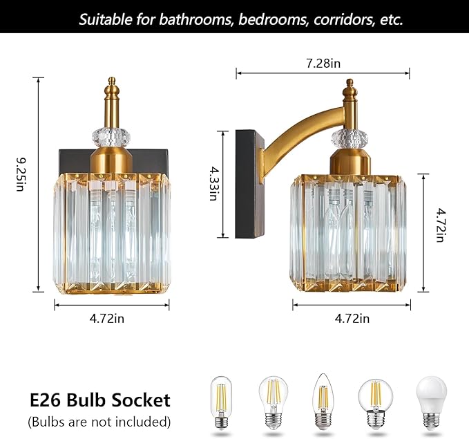 BBLLWJ Modern Wall Sconces Set of Two Black Gold Indoor Wall Mounted Room - Image 4