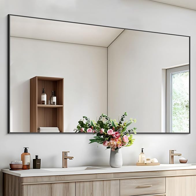 Black Bathroom Mirror for Wall, 30x50 Inch Rectangle Mirrors - Image 7