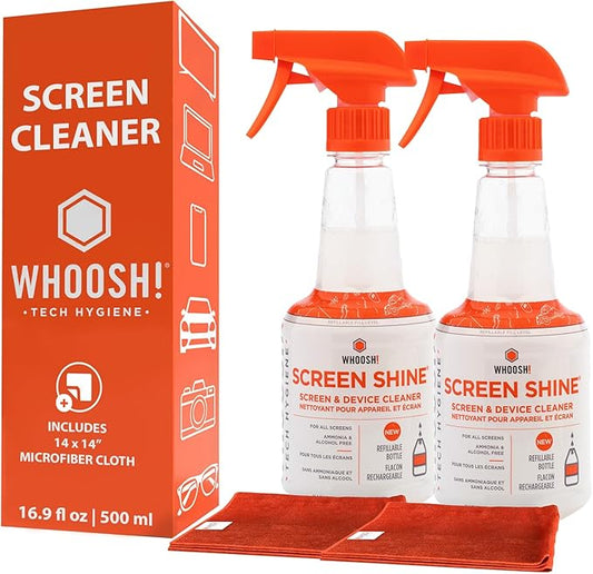 WHOOSH! Pro 16.9 fl oz Refillable TV Screen Cleaner & Microfiber Cloth by WHOOSH