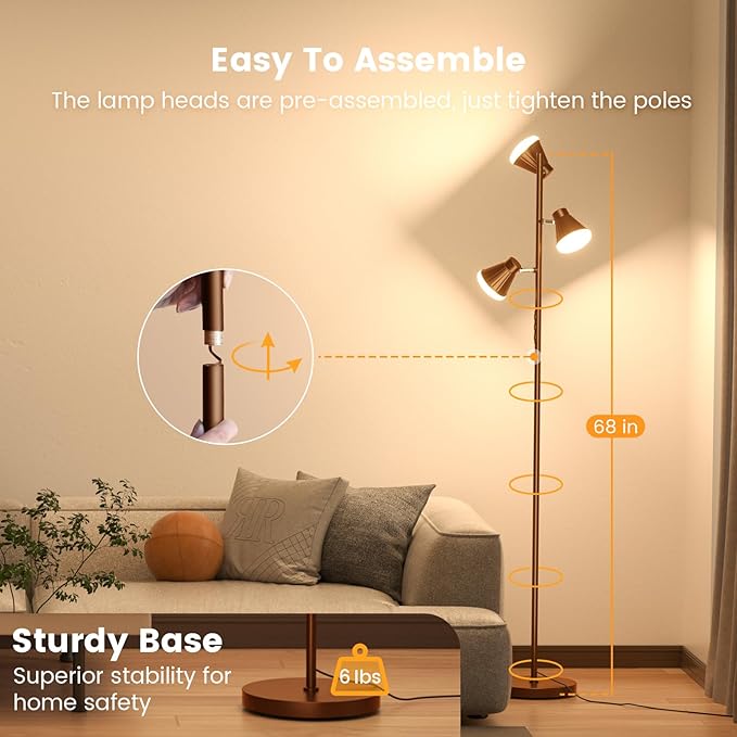 SIBRILLE 36W LED Tree Floor Lamp, Dimmable Tall Standing Lamp - Image 7