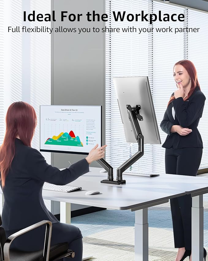 Dual Monitor Stand fits up to 32 inch, 4.4-22 lbs Computer Screens, Dual - Image 8