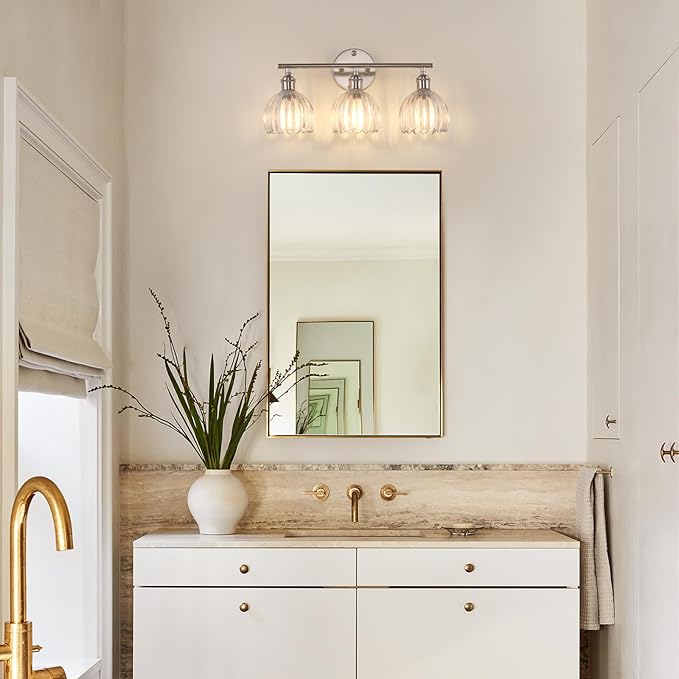 Shenmoyl Bathroom Light Fixtures, 3-Light Vanity Wall Light Over Mirror - Image 2