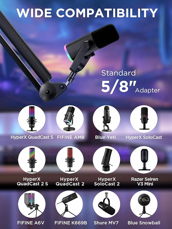 InnoGear Mic Boom Arm Microphone Stand Cable Management - Image 2