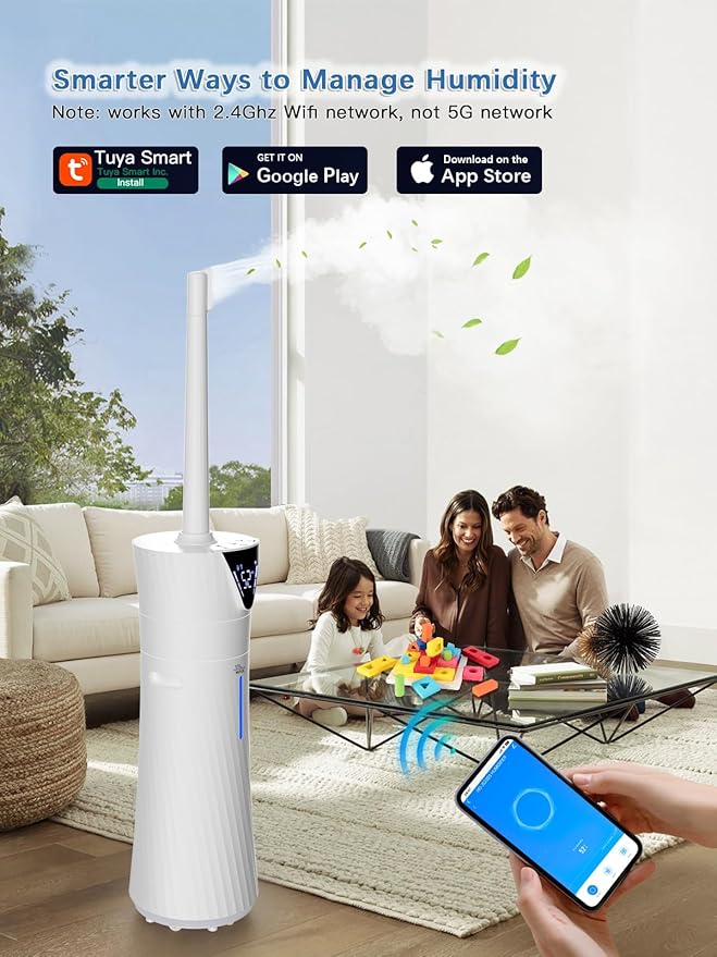 MONISEN 17L/4.5Gal Humidifier Large Room, Smart Quiet Ultrasonic Cool Mist - Image 2