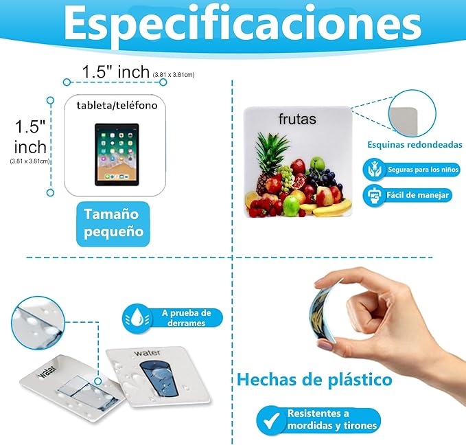 Smile4Autism Small 1.5"x1.5" Loose Spanish Visual Picture Cards, Receptive and - Image 3