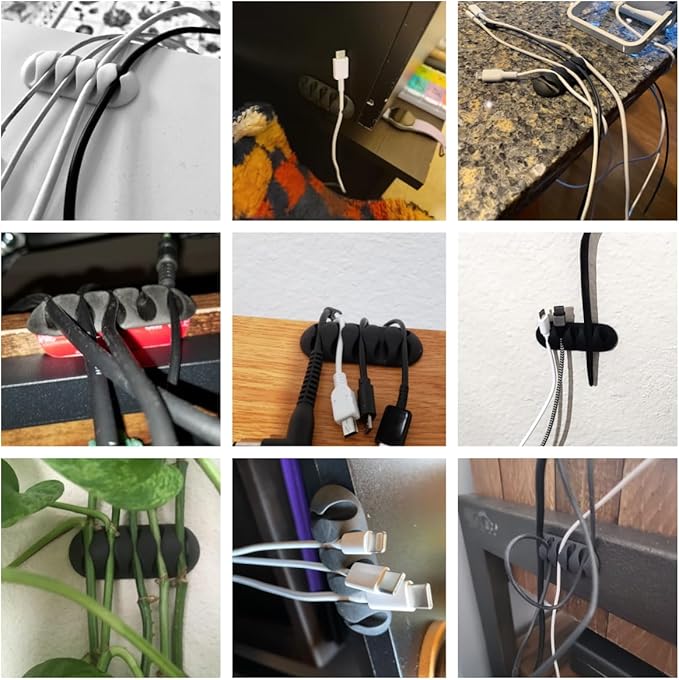 OHill Desk Cable Management Cord Organizer, 16 Pack White Self Adhesive Cord - Image 7