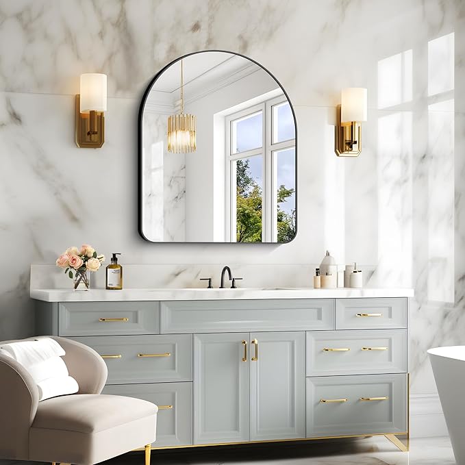 Arched Bathroom Mirror, Wall Mounted Mirror, Living Room, Hanging or Leaning - Image 2