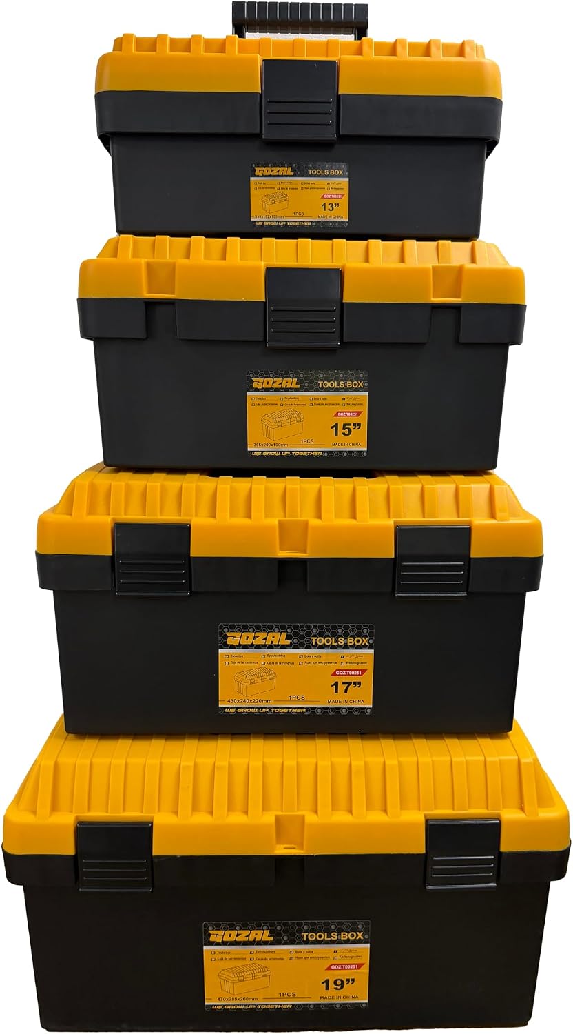 tool box set of 4, large plastic stackable, main product view