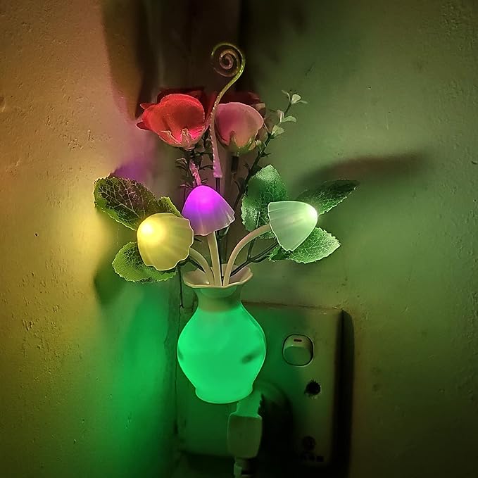 AUSAYE 4 Pack Plug in LED Night Light Sensor Light Rose Flower Decor, Energy - Image 8