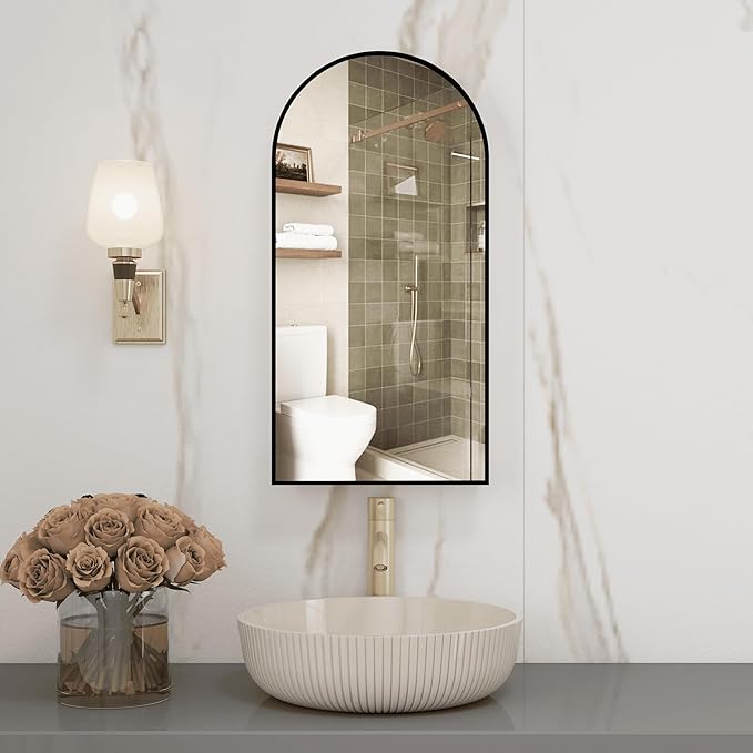 Arched Medicine Cabinet with Mirror, Vanity Mirror with Storage, Wall Mounted - Image 8