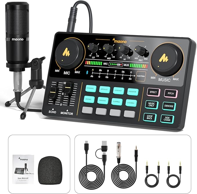 MAONO Podcast Equipment Bundle Audio mixer All-in-One Podcast Production Studio by MAONO