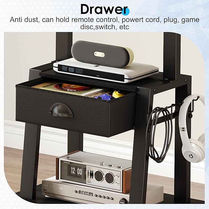 Mobile TV Stand with Drawer for 23-60 Inch Flat/Curved Screen, Tilt Rolling TV - Image 4