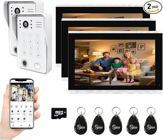 Wired Video Door Phone Kit Apartment Intercom System, 10 Inch Touch Screen by ANJIELOSMART