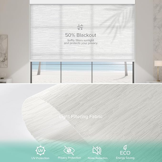 Kilonity Motorized Roller Shades, Light Filtering Remote Control Custom Window - Image 4