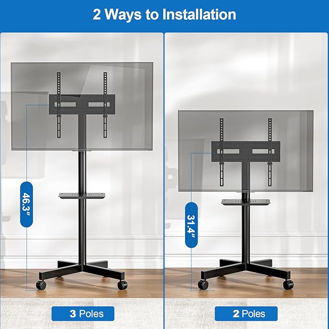 HOLMAXD Mobile TV Stand for 23-65 Inch LCD LED Flat/Curved Panel Screen TVs - Image 3