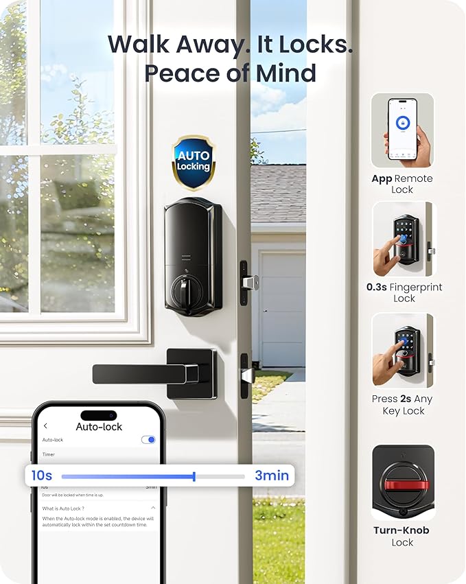 Veise VE027-H Built-in Wi-Fi Fingerprint Smart Deadbolt Lock - Image 6