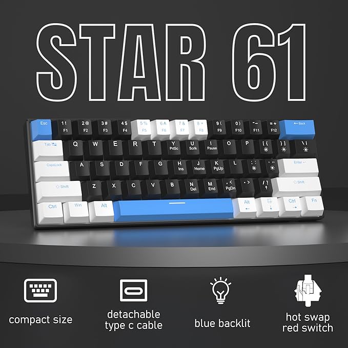 Camiysn 60% Mechanical Gaming Keyboard, Detachable Type-C Cable Mini Keyboard - Image 2