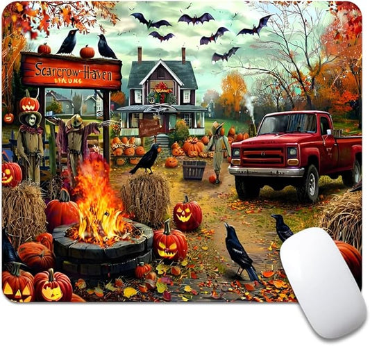 Halloween Pumpkin Lanterns Square Mouse pad, Waterproof, Anti Slip Rubber Base by Goodsprout