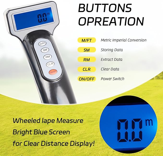 YS YUSON 12 Inch Measuring Wheel in Feet Advanced LED Backlight Display Rolling - Image 3