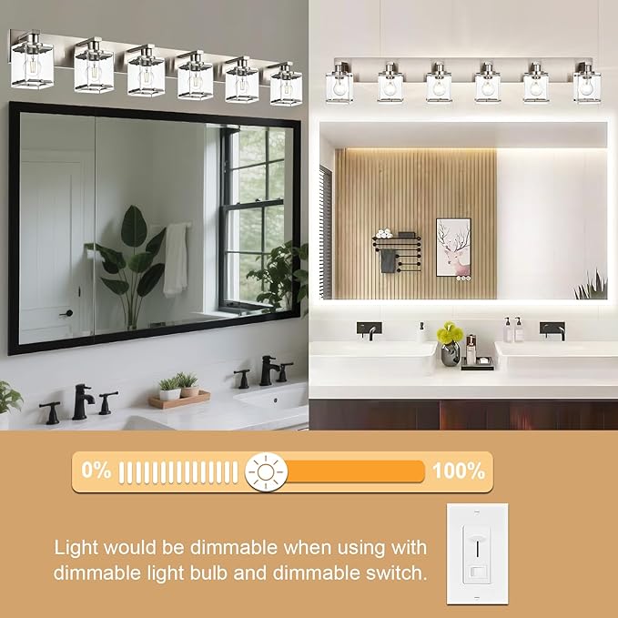 WINSHEN 6-Lights Brushed Nickel Bathroom Light Fixture Over Mirror, Modern Wall - Image 6