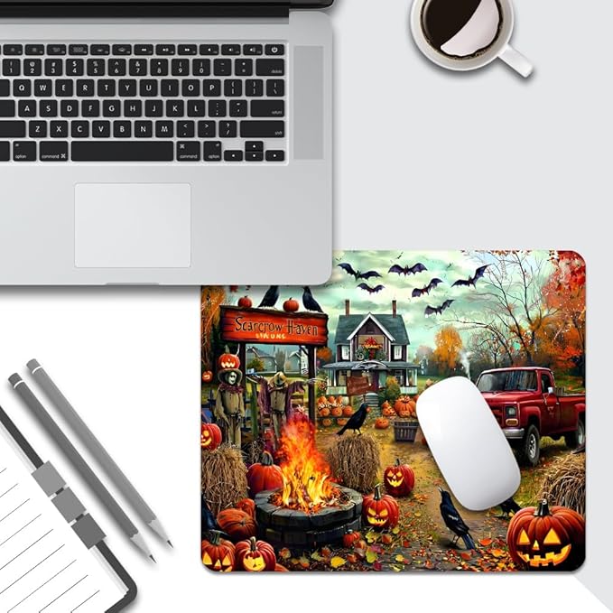 Halloween Pumpkin Lanterns Square Mouse pad, Waterproof, Anti Slip Rubber Base - Image 5