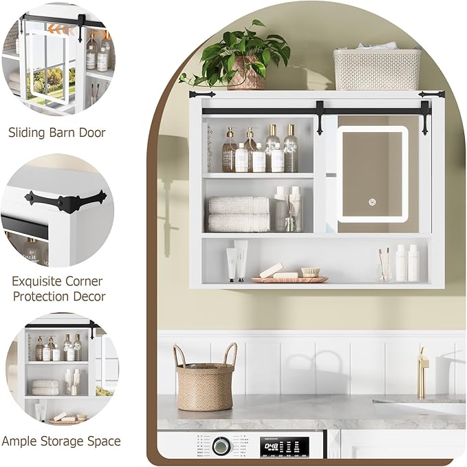 QUW 31" Farmhouse Bathroom Wall Cabinet, Bathroom Medicine Cabinets - Image 7