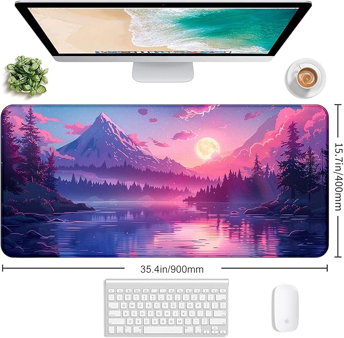 Sunset Mountain Scenic XXL Extended Mouse Pad, Fuji Mountain Large Laptop Pad - Image 2